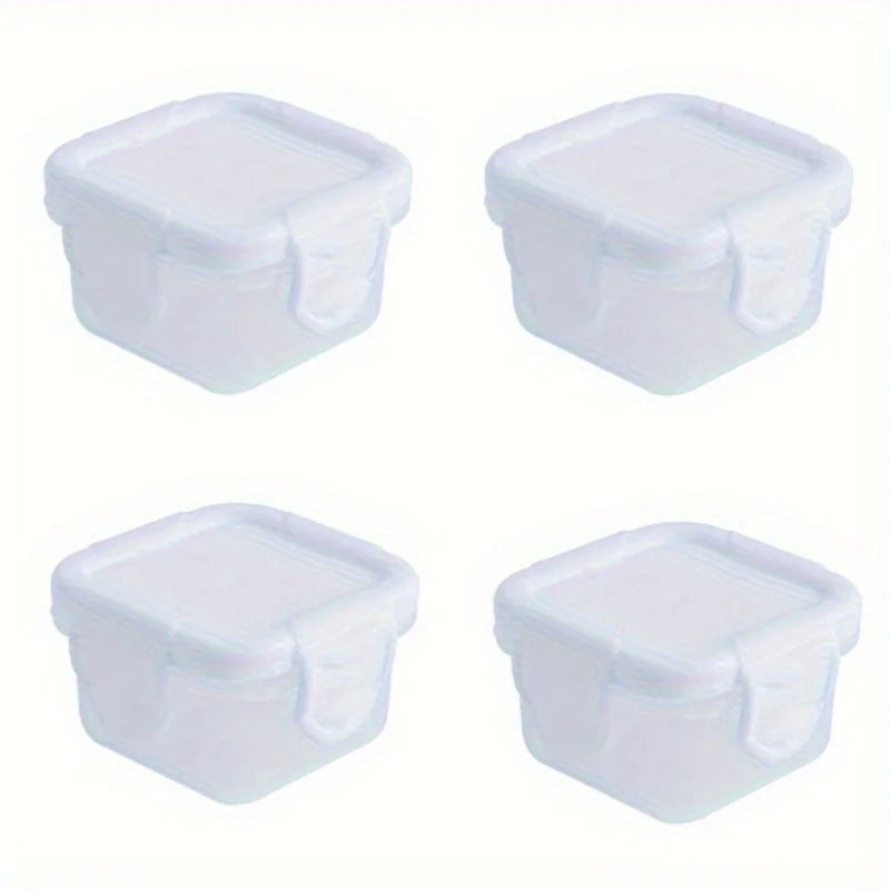 4pcs Mini Food Storage Container Leakproof Lid Sauce