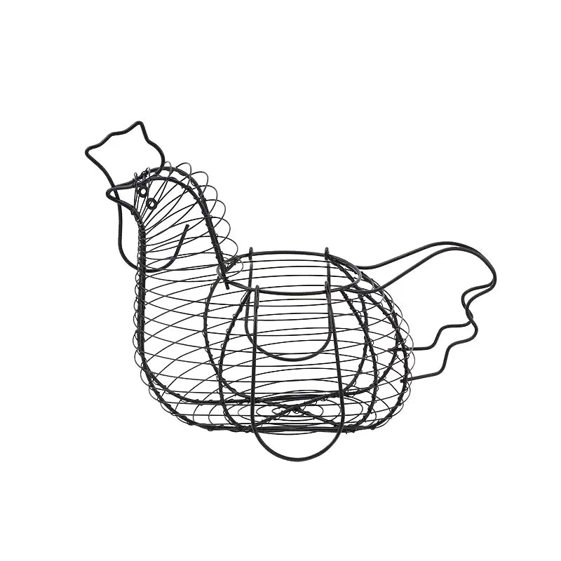 Iron Art Eggs Storage Basket Chicken Shaped Egg