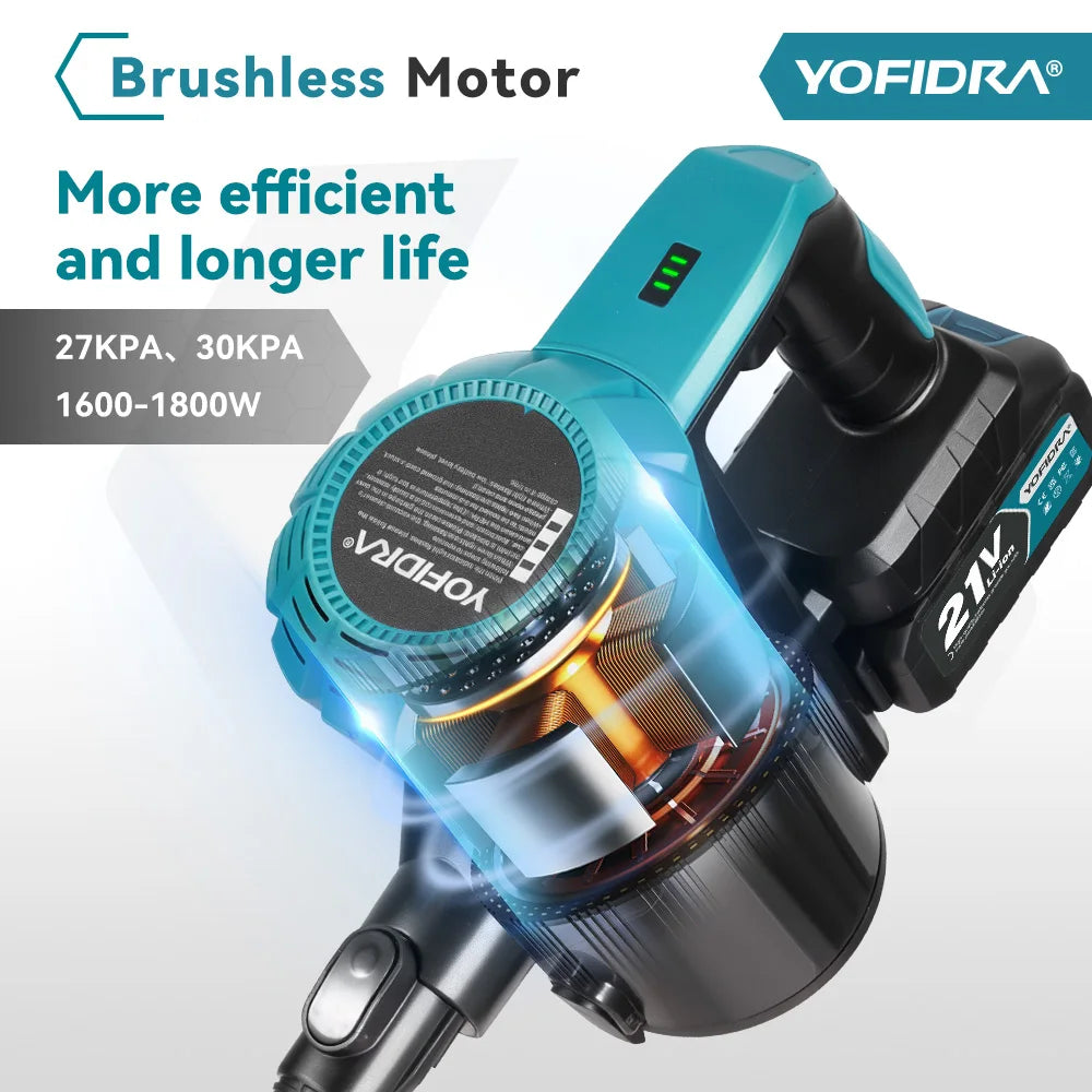 Yofidra 1800w Brushless Vacuum Cleaner 30kpa 5l Powerful