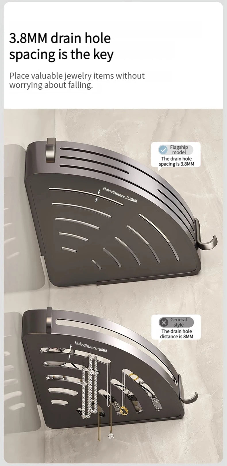 No Drill Sticker Walls Installation Aluminum Bathroom Shelf