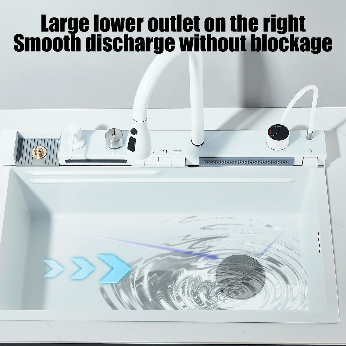 Stainless Steel Waterfall Sink Large Slot Integrated Digital