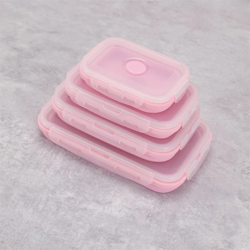 Size Choose Silicone Rectangle Lunch Box Collapsible Bento