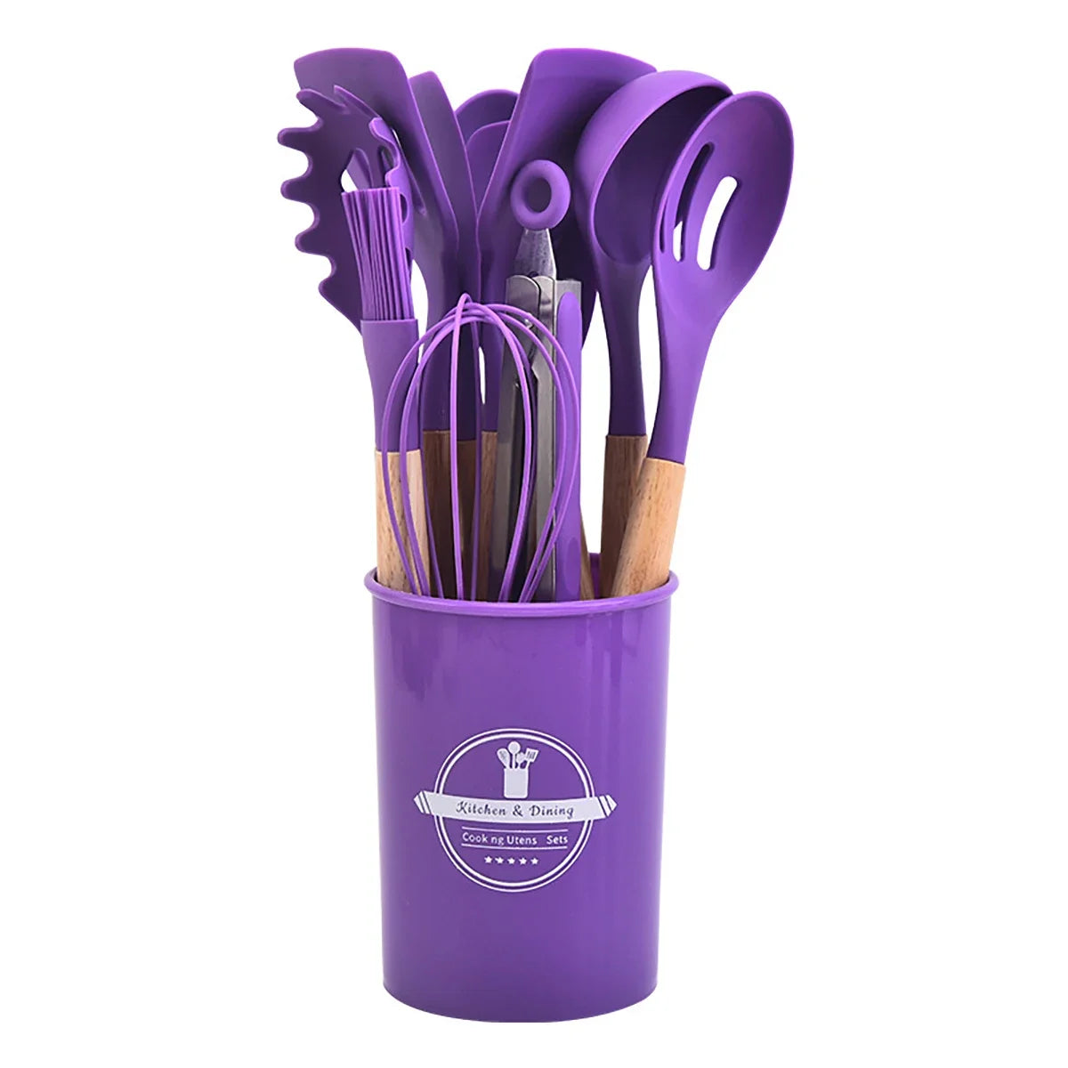 12pcs Silicone Cooking Utensils Non-Stick Cookware Black Cuisine