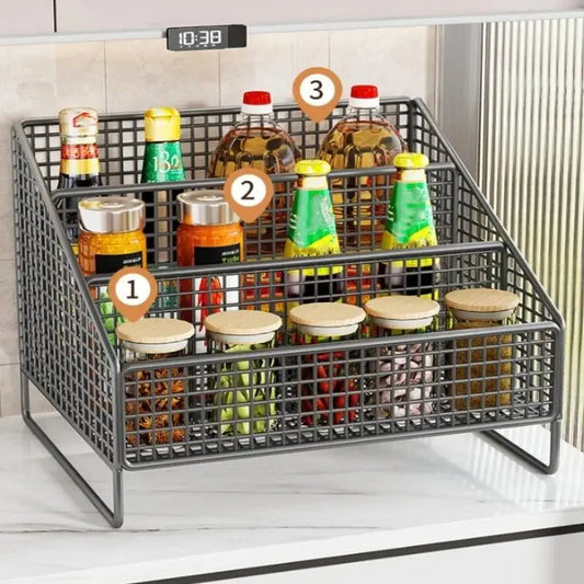 Sturdy Countertop Organizer Metal Basket Organizer Shelf Storage