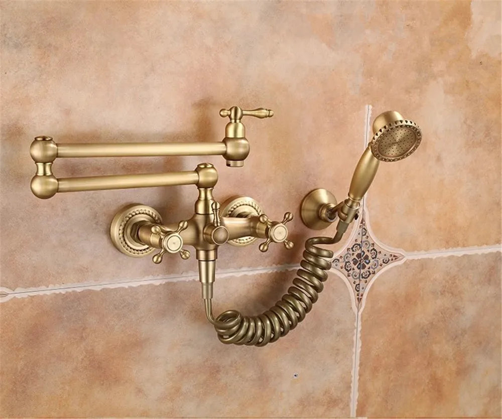 Wall Mounted Foldable Faucet Antique Bronze Pot Filler