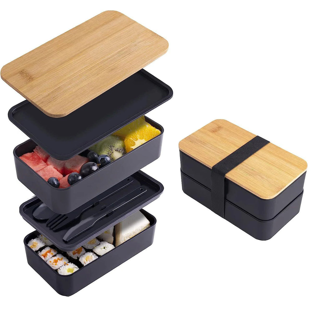 Stackable Bento Box Utensils 1200ml All-In-One Meal Prep