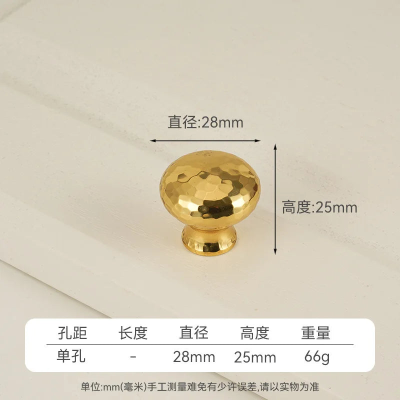 Solid Brass Wardrobe Handles Hammered Texture Handles Gold