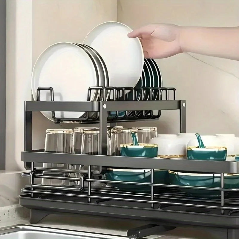 2-Tier Dish Drying Rack Large Durable Rust-Proof 2-Tier
