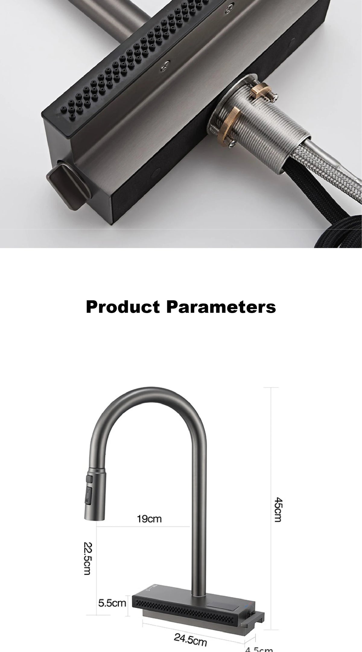 Luxury Gunmetal Brass Led Digital Display Faucet Hole