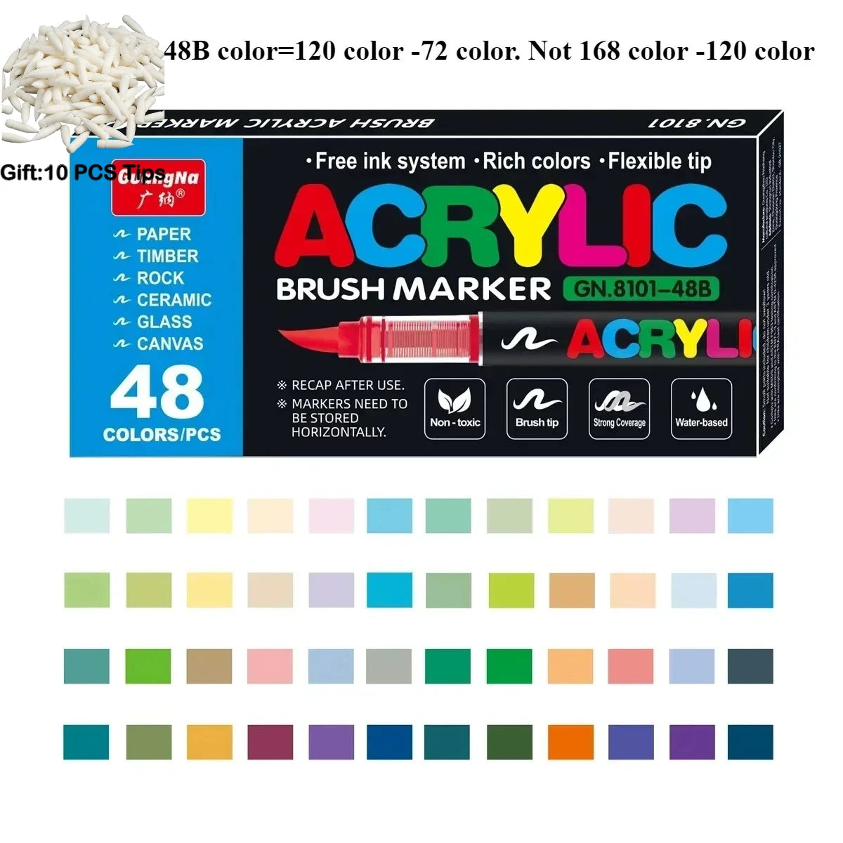 Guangna 12-360 Colors Acrylic Paint Pens Pencil Brush