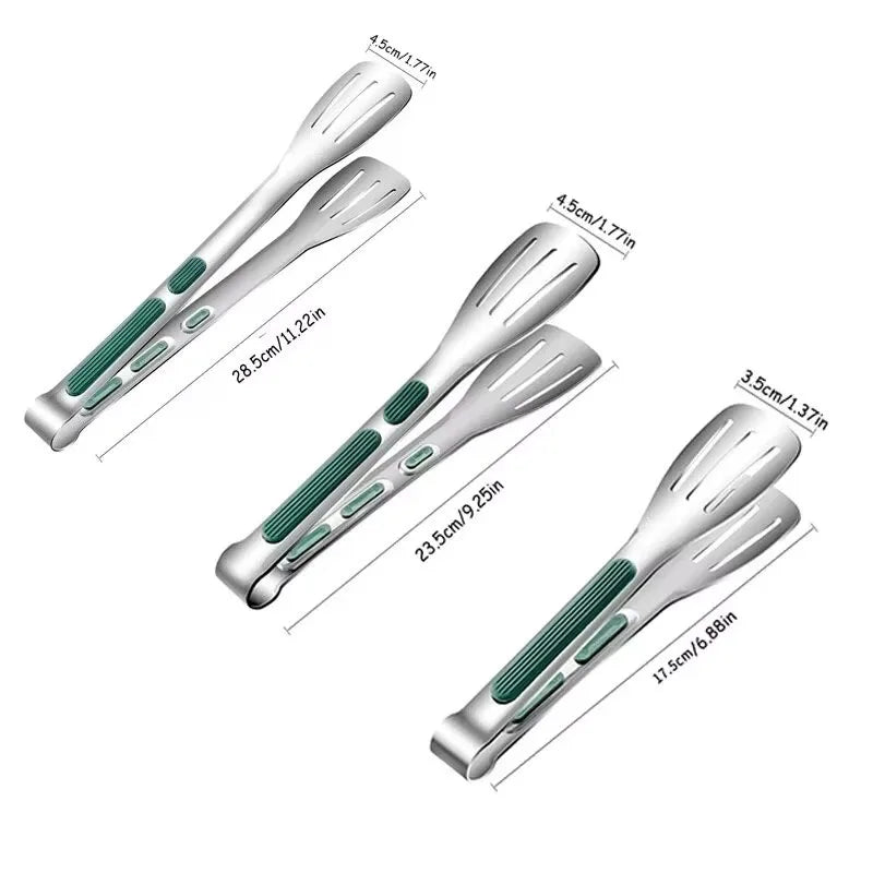 1pc Non Slip Stainless Steel Food Tongs Meat