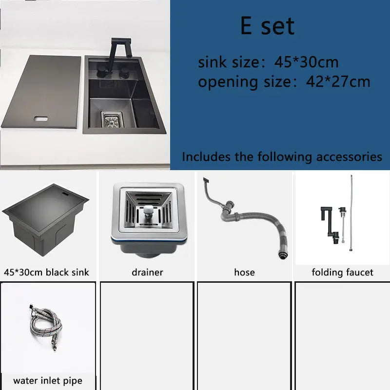 Black Sink Hidden Bowl Bar Small Size Sink