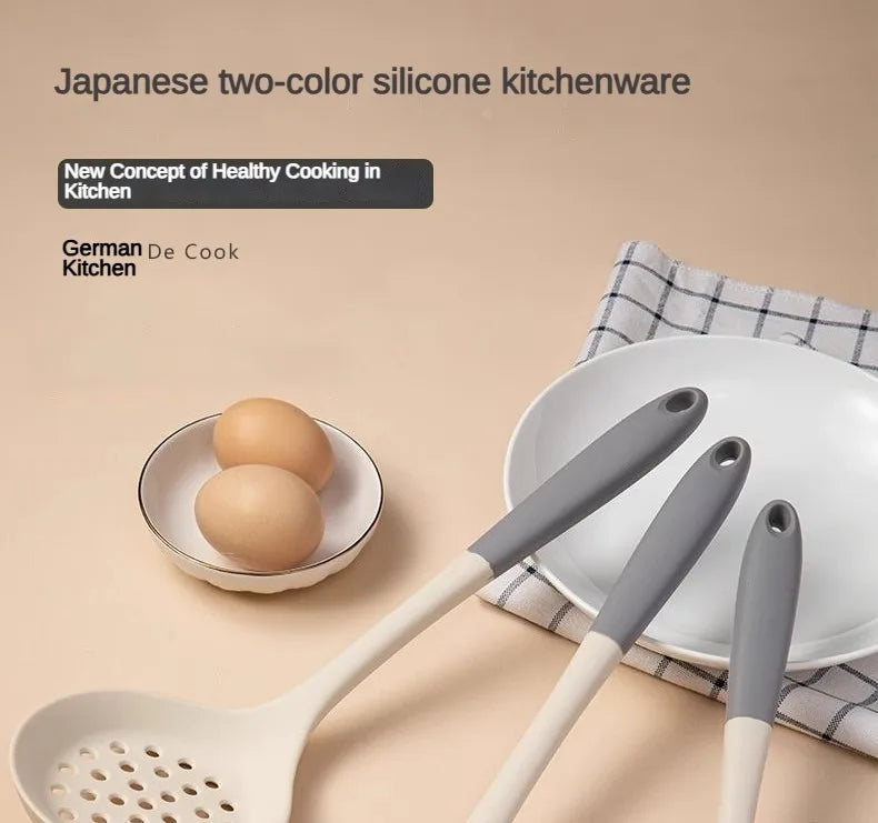 1/2/3/4set Grey White Silicone Spatula Soup Spoon Non-Stick
