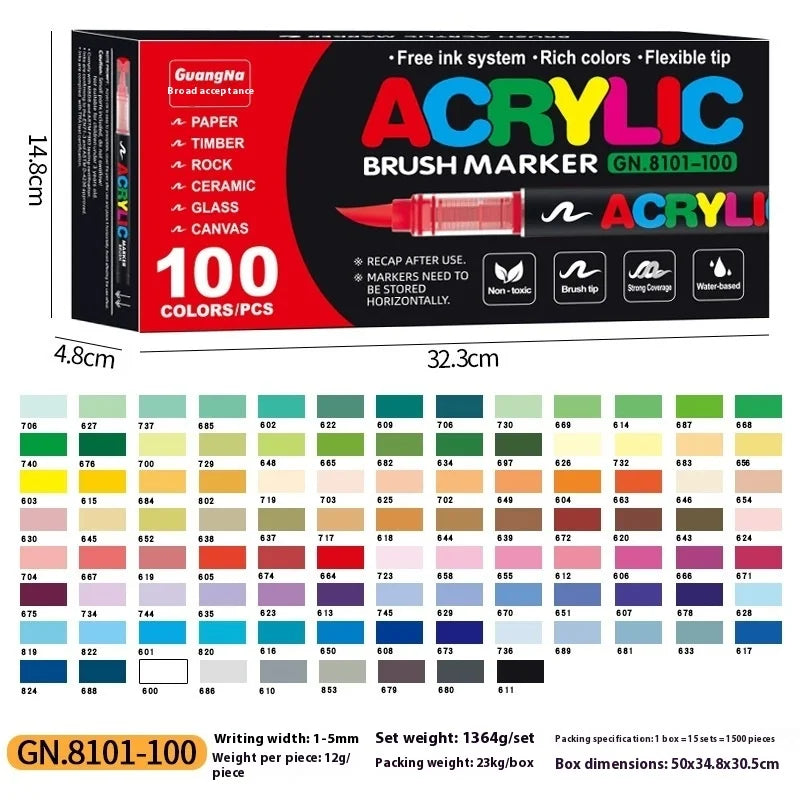 12-240 Colors Acrylic Paint Pens Pencil Brush Markers