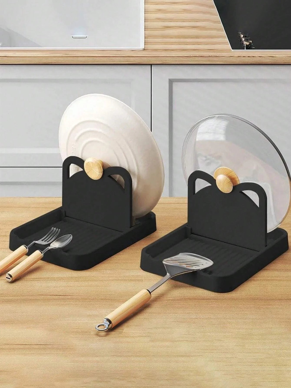 1/2pcs Pan Pot Lid Holder Stand Pan Pot