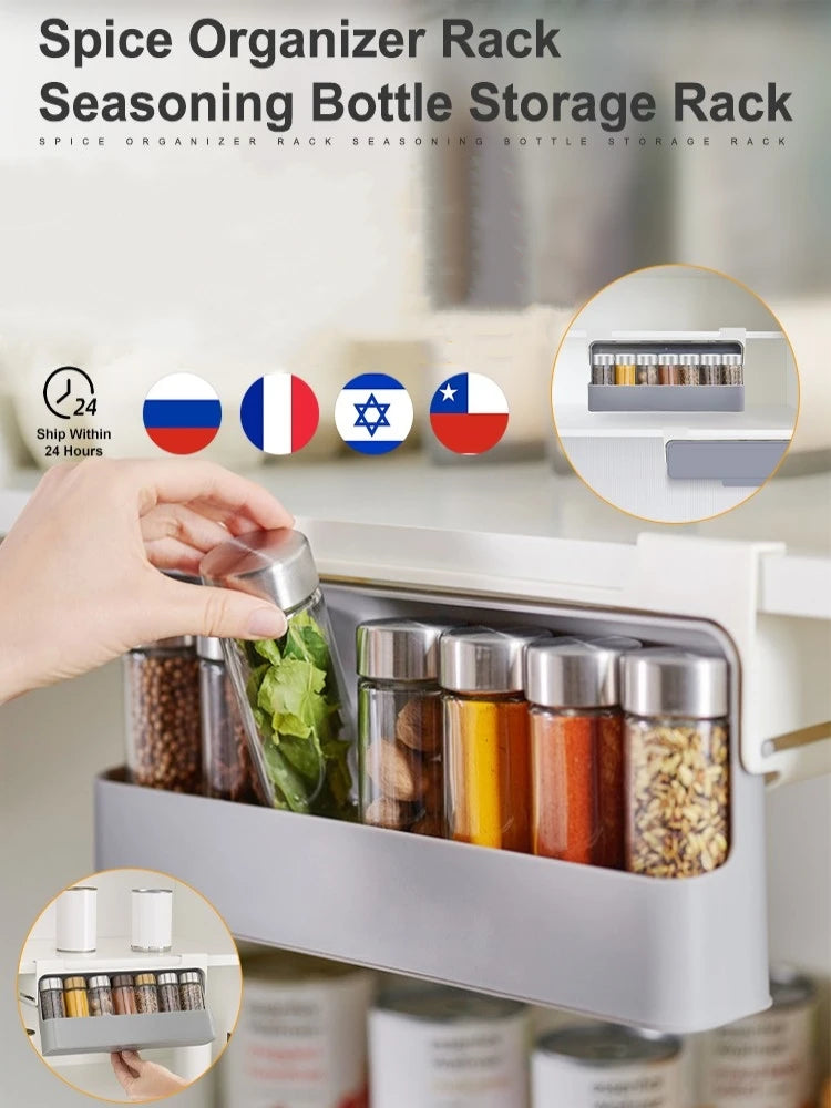 Spice Rack Self-Adhesive Spice Organizer Rack Seasoning Bottle