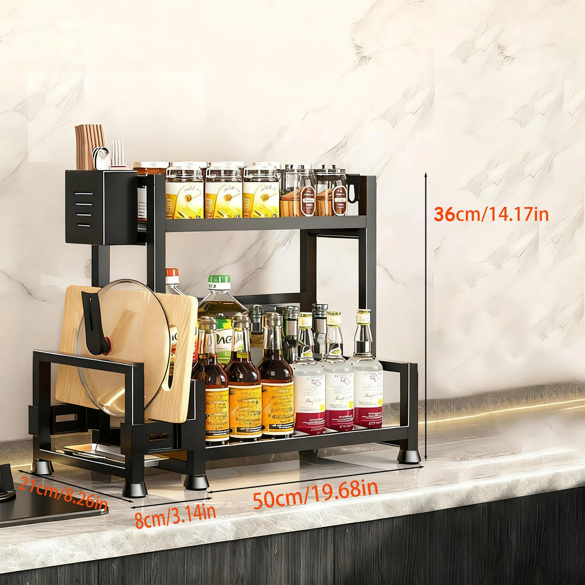 2-3 Tier Adjustable Metal Spice Rack Storage Box