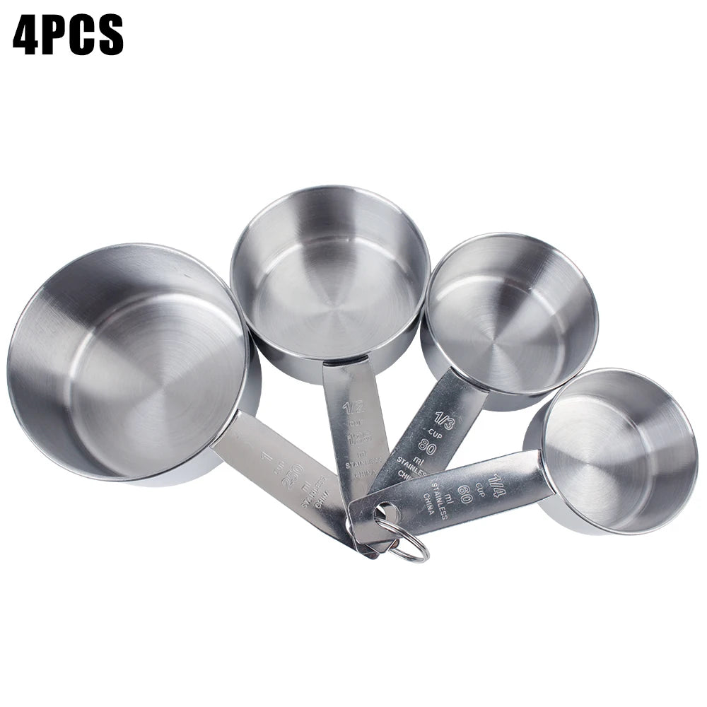 Stackable Measuring Cups Spoons Baking Stainless Steel Coffee