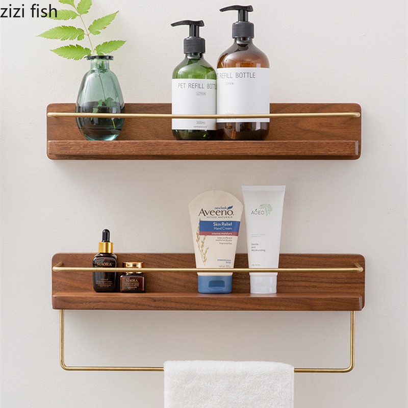 Wooden Towel Rack Roll Holder Wall Mounted Shelf
