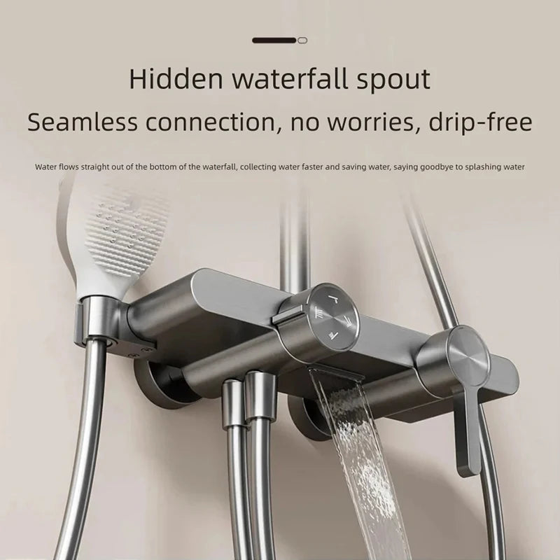 Bathroom Aluminum Gunmetal Gray Shower Silicone Brush Head