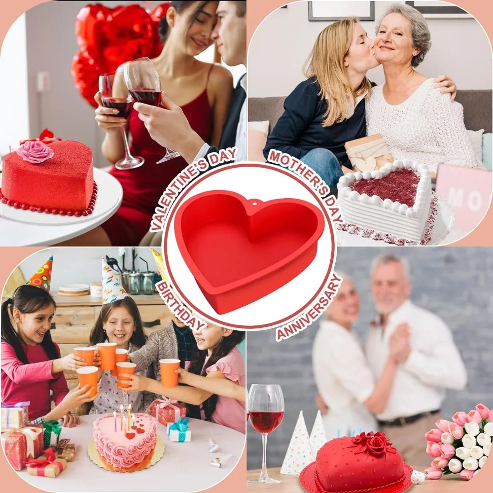 Silicone Heart Shaped Cake Pans Nonstick Reusable Round