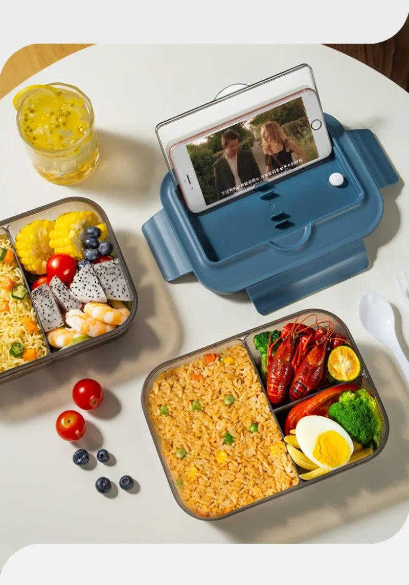 Lunch Box Tableware Office Workers Square Divided Microwave