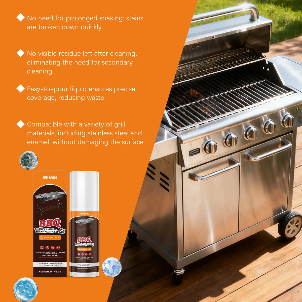 Jakehoe Heavy Duty Grill Cleaner Spray Powerful Degreaser