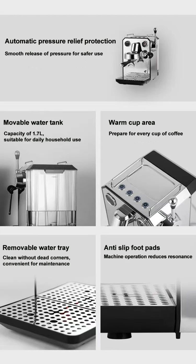 Smart 1700w 15bar Mini Professional Italian Semi-Automatic Coffee