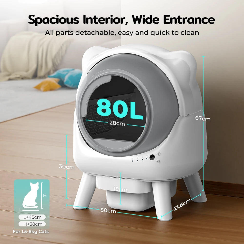 Open Litter Box Electric Self-Cleaning Cat Toilet 80l