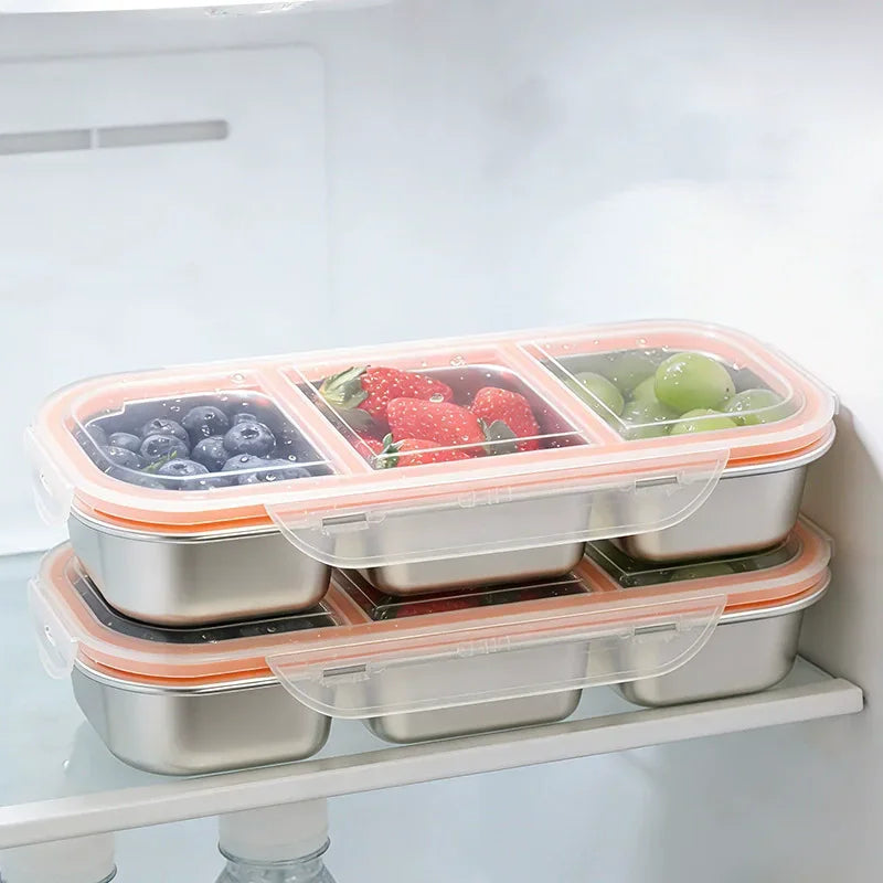 304 Stainless Steel Bento Box Lid Compartments Divides