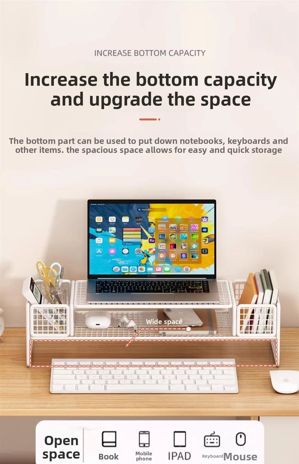 Height Adjustable Computer Stand Desk Monitor Laptop Cooling