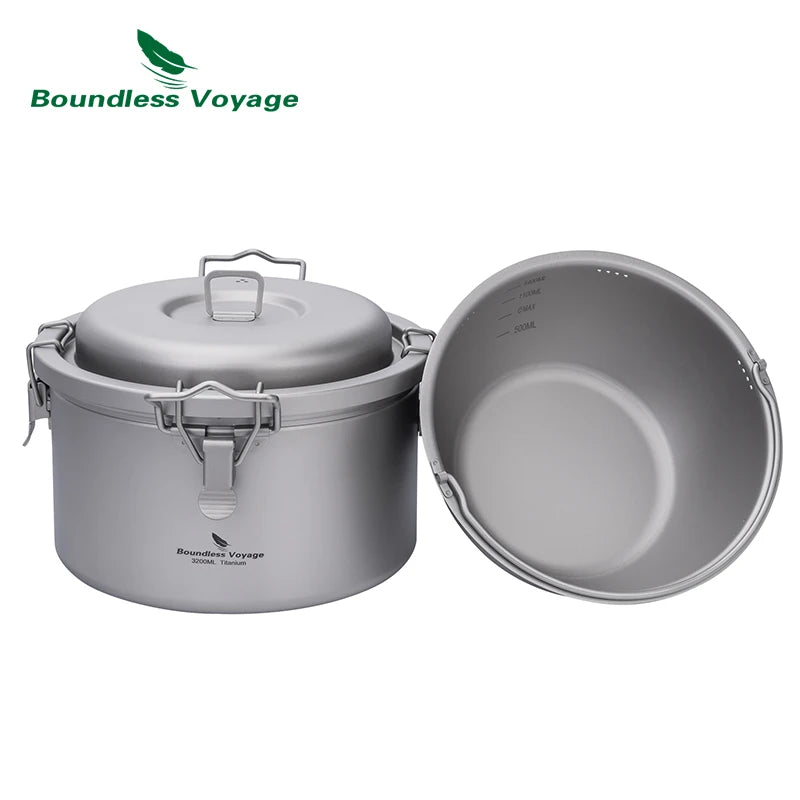 Boundless Voyage Camping Rice Cooker Titanium Pot Cooker