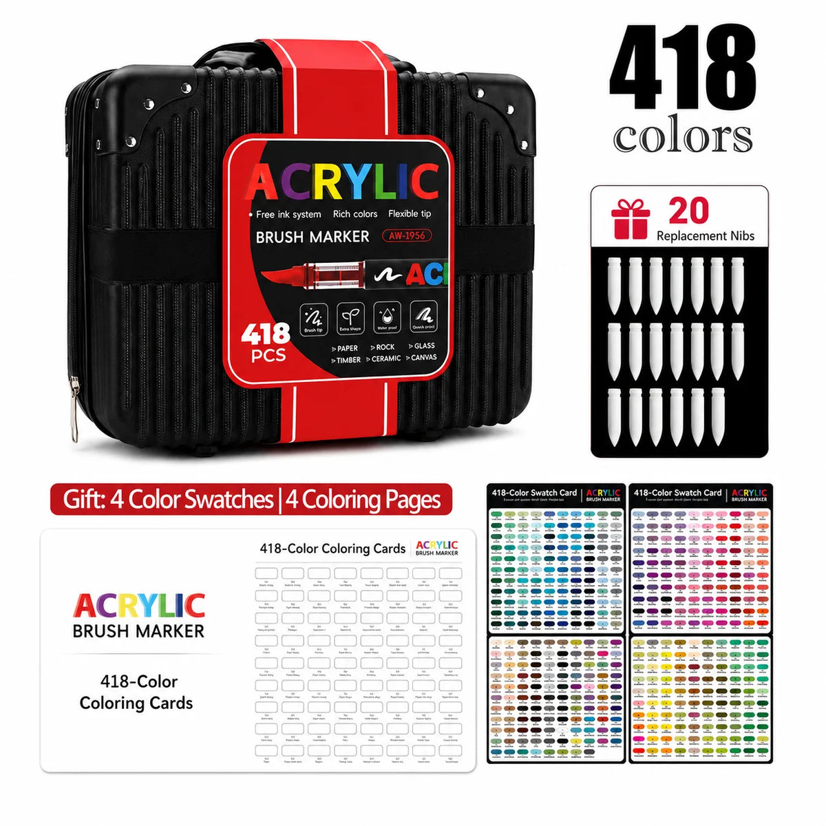 12-366 Colors Acrylic Paint Markers Quick Dry Brush
