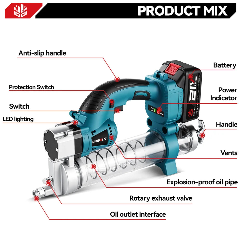 Onevan 69mpa 10000psl Electric Grease Gun Oil Injector