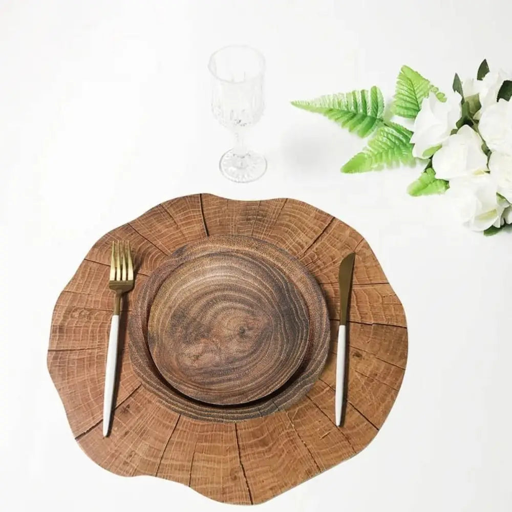 10pcs 7/9 Inch Imitation Wood Grain Disposable Plate