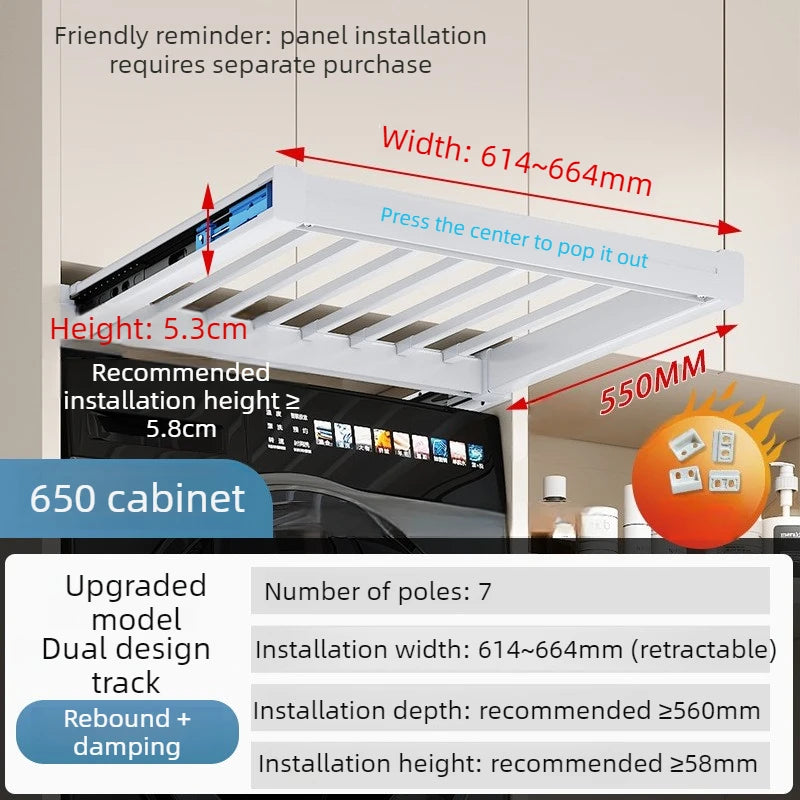 Retractable Pull-Out Clothes Drying Rack Adjustable Rebound