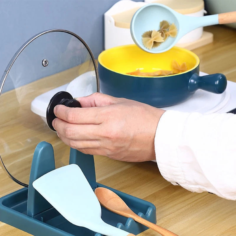 Foldable Pot Lid Rack Plastic Spoon Holder Fork