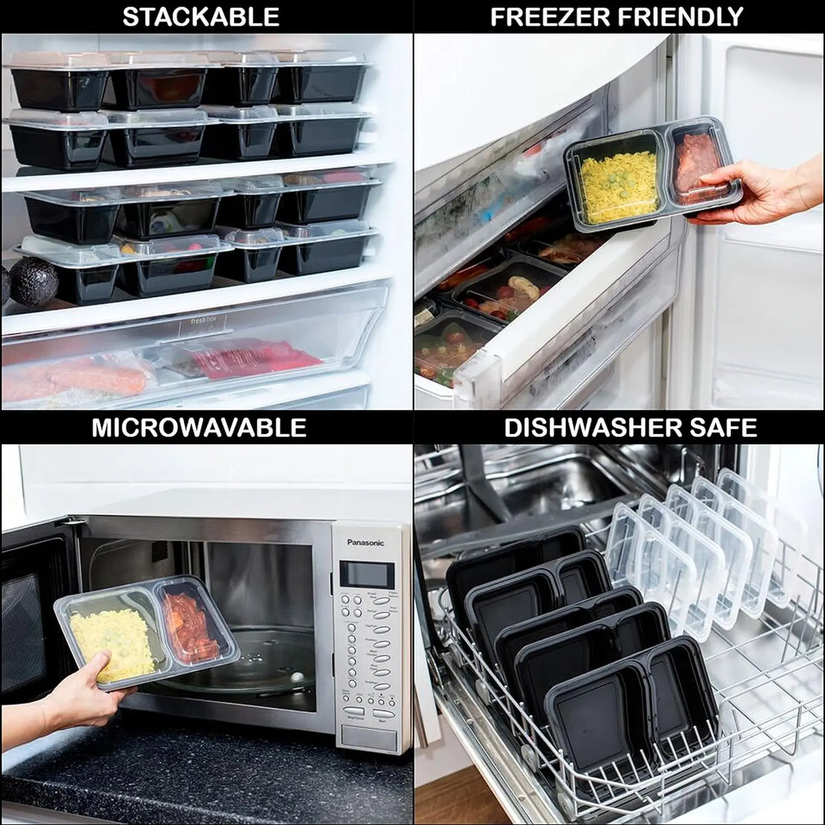 10pcs/Set Meal Prep Containers Compartment Sealed Lid Plastic