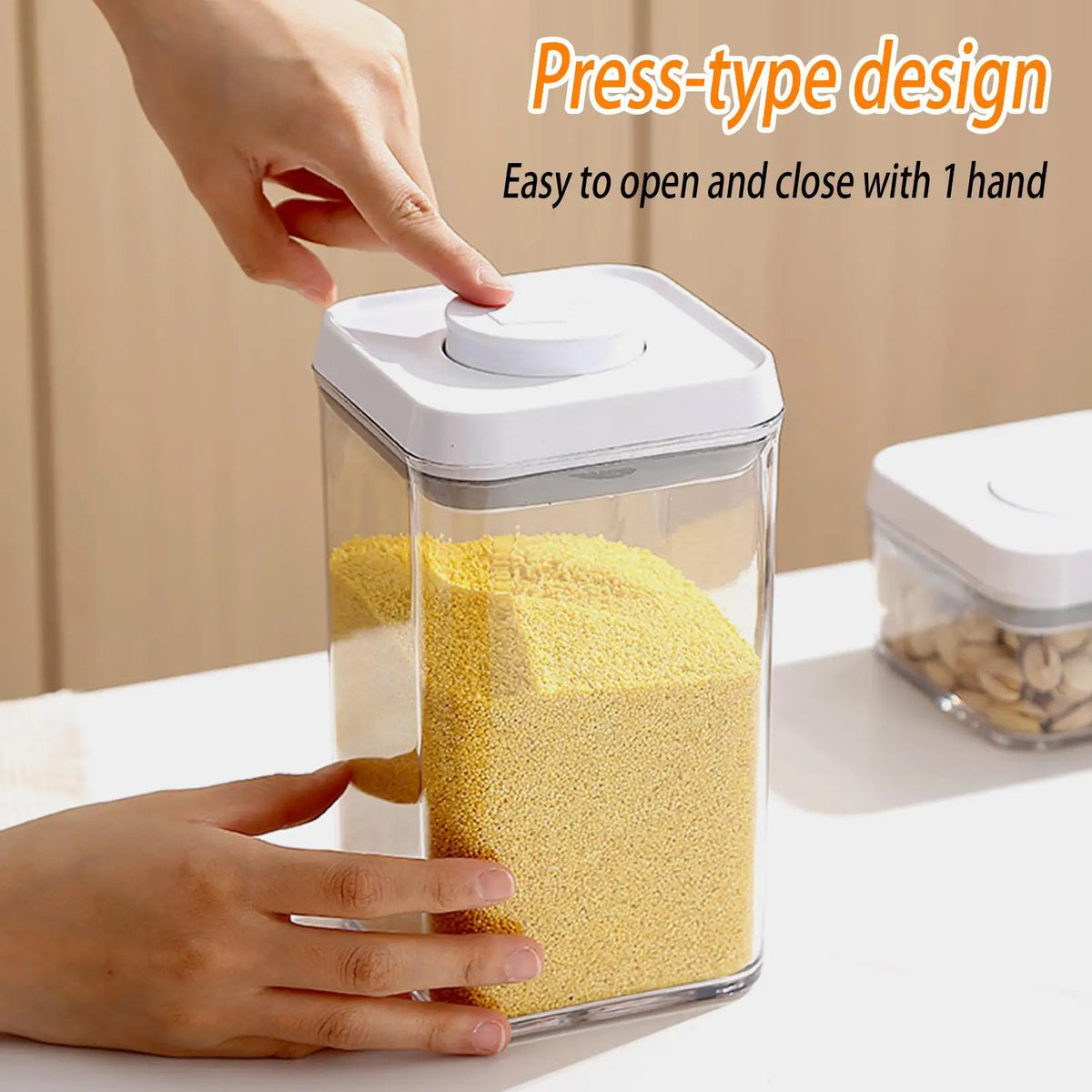 Cereal Container Airtight Jars Clear Stackable Sealed Jar