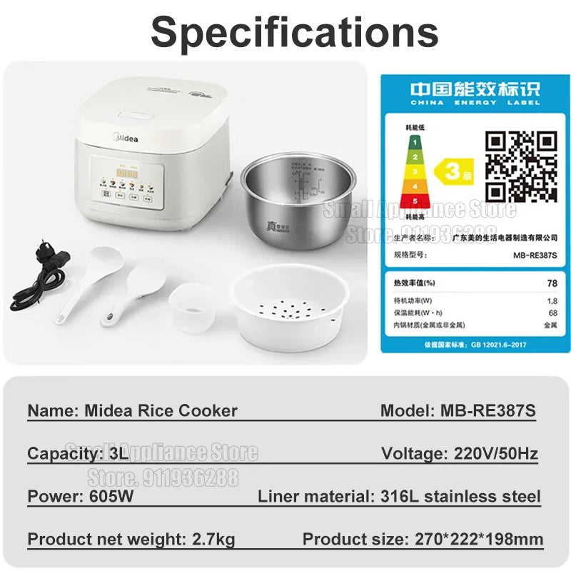 Midea Healthy Rice Cooker 3l No Coating Stainless