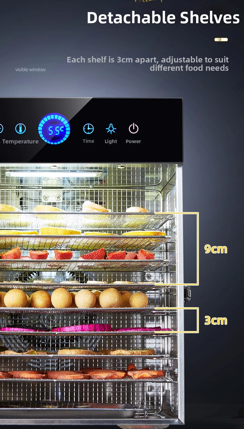 8-Tier Stainless Steel Food Dehydrator Commercial Power Digital