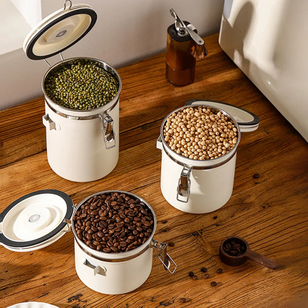 304 Stainless Steel Coffee Beans Vacuum Storage Jar