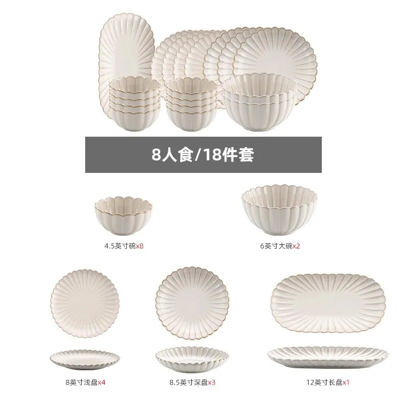 Nordic White Bowls Dinner Plates Ceramic White Glaze