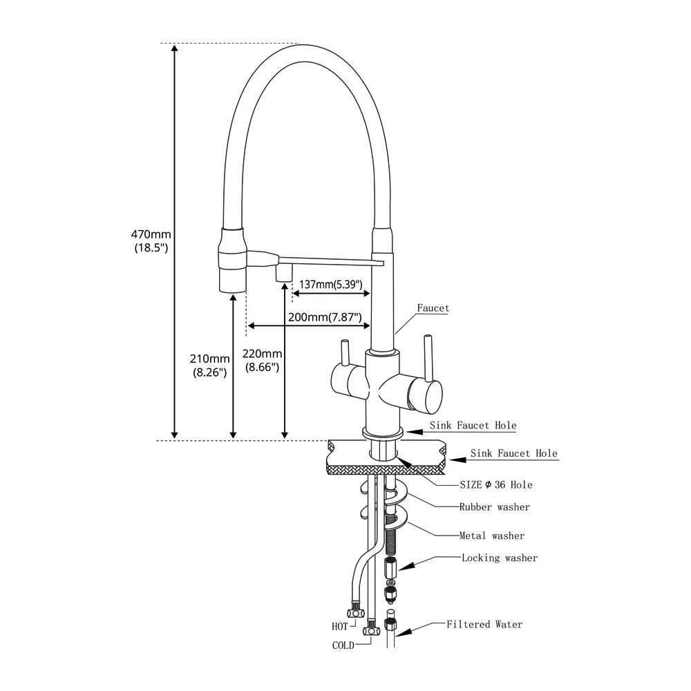 Gunmetal Faucet Brass Ways Sink Mixer Black Hose