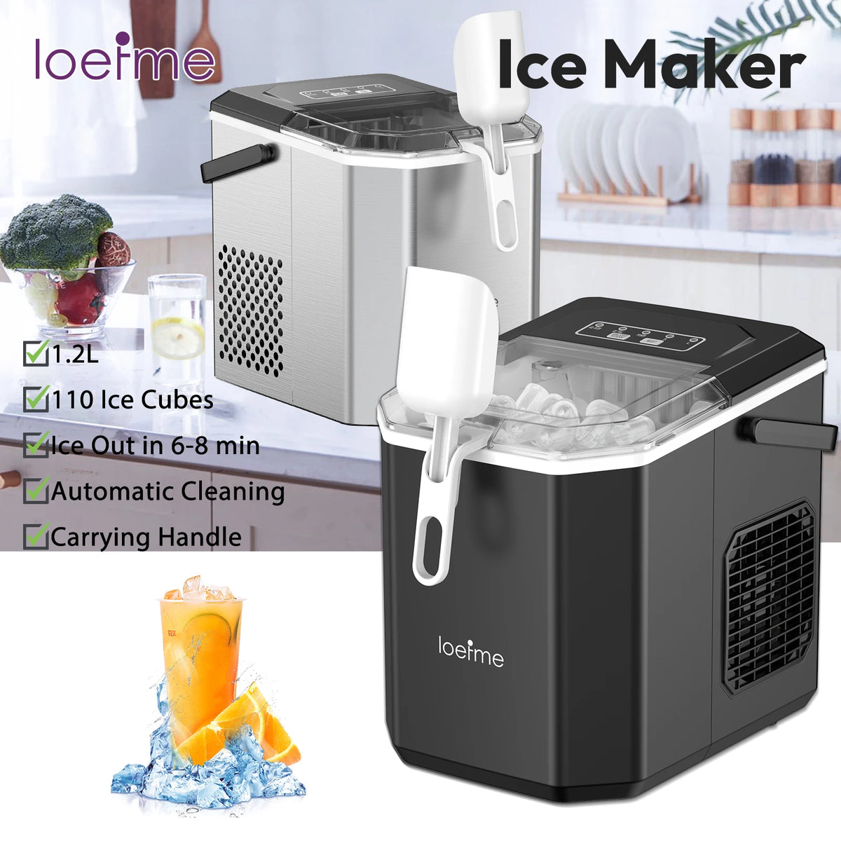 Loefme Desktop Fully Automatic Bullet Shaped Ice Maker