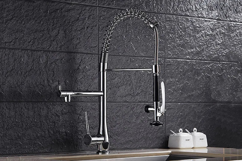 Faucet Brushed Nickel Pull-Out Faucet Swivel Dual Purpose