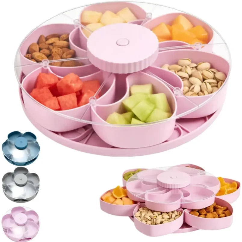 Rotating Snack Tray Lid Multi Gridsnack Box Candy