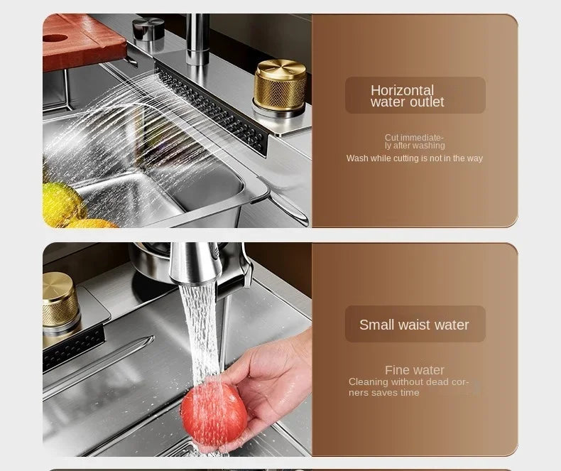 Nano 304 Stainless Steel Sink Waterfall Large Slot