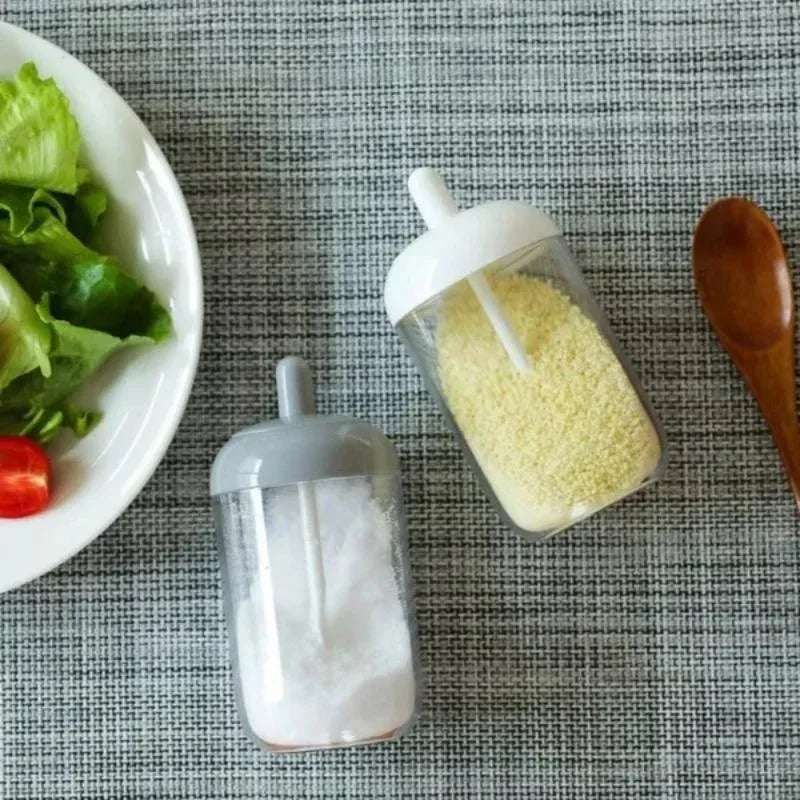 Round Spice Jar Lid Spoon Seasoning Bottle Condiment