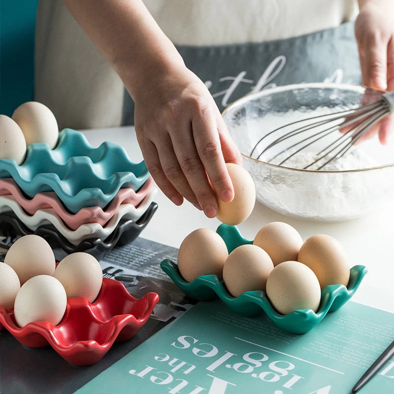Grid Ceramic Egg Storage Rack Non Slip Shockproof